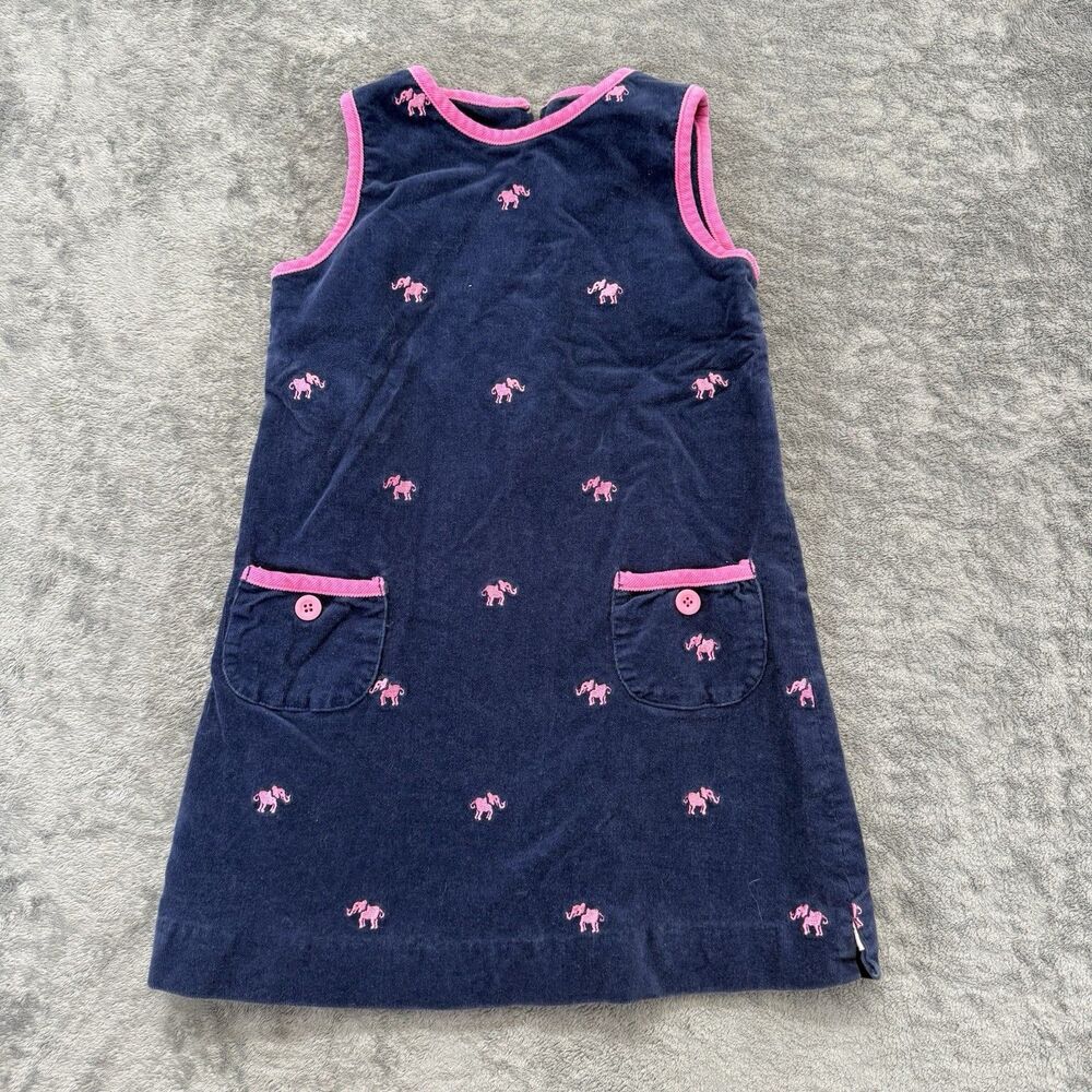 Lilly Pulitzer Girls Corduroy Shift Dress Size 6 White Tag Elephant Print